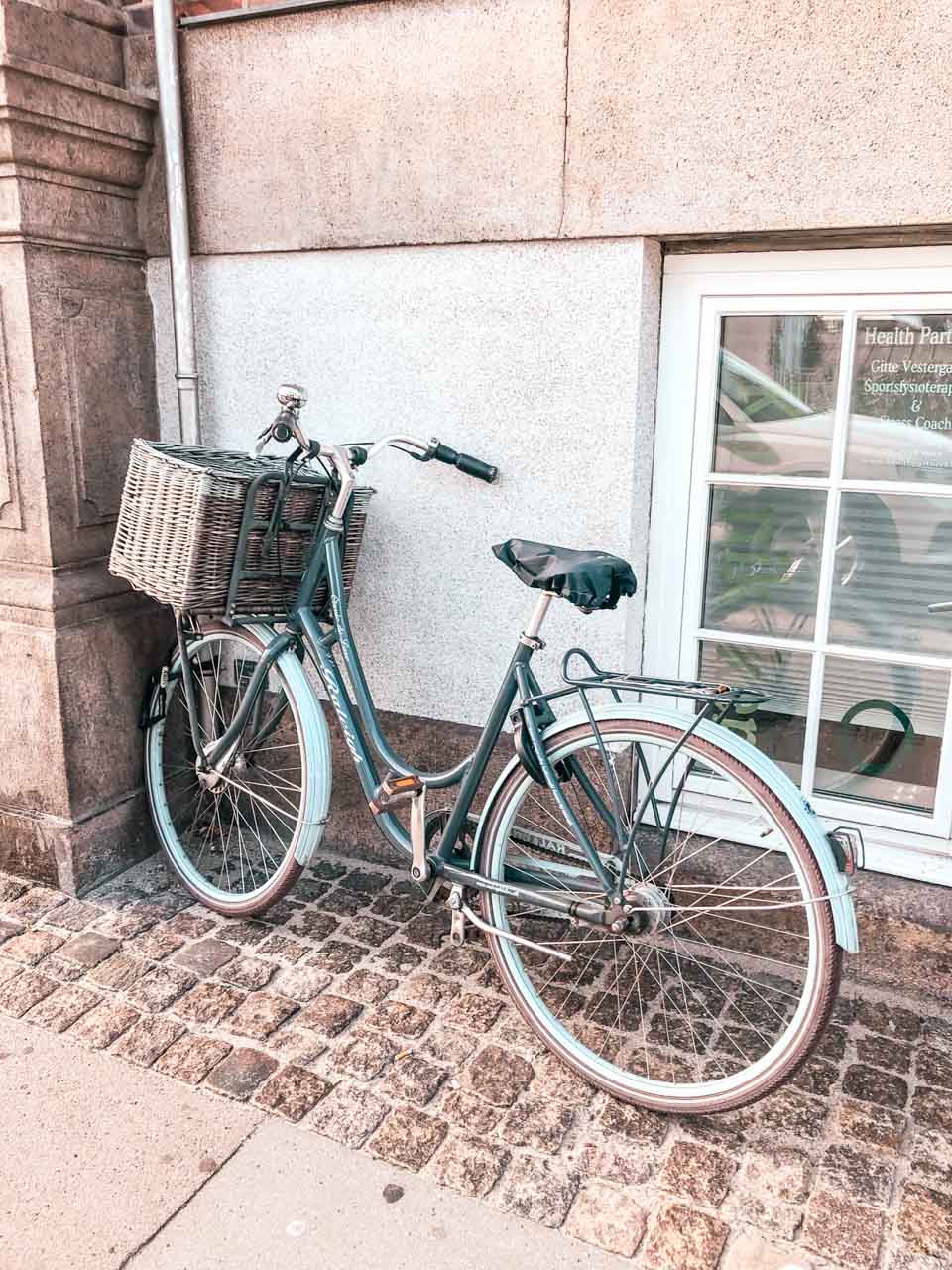 A bike outside a building in Copenhagen, Denmark