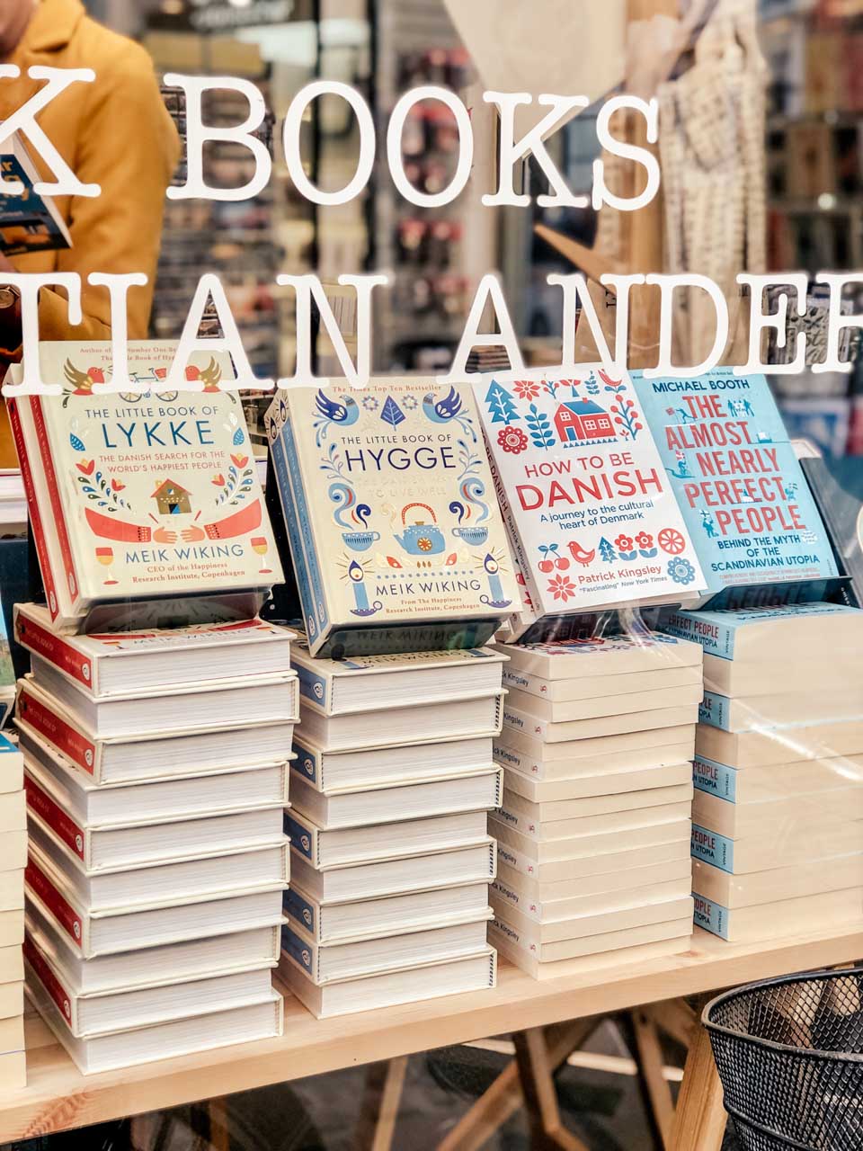 Books on display in a bookstore in Copenhagen, Denmark