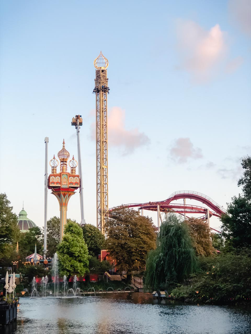 The rides in Tivoli Gardens in Copenhagen, Denmark