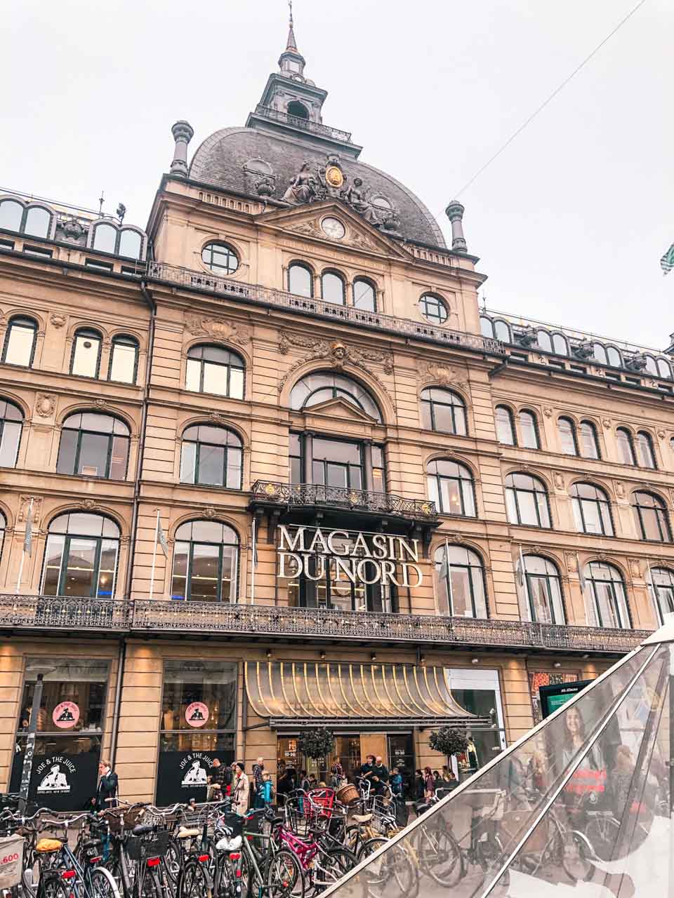 The outside of Magasin du Nord, a large department store in Copenhagen, Denmark