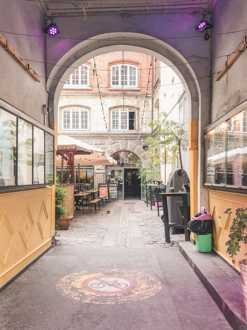 A colourful alleyway in Copenhagen, Denmark