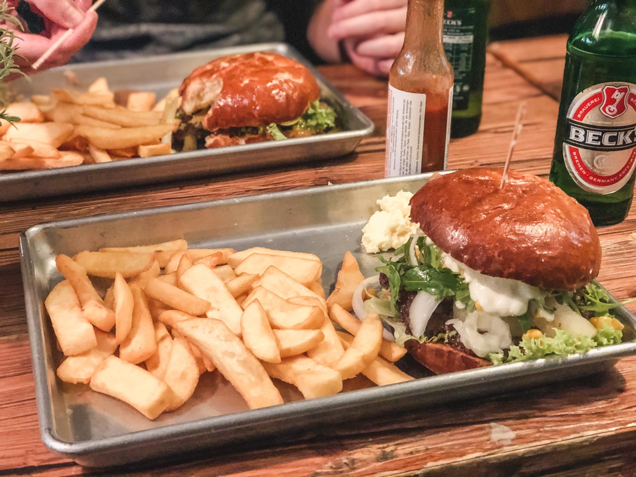 A burger with chips at Better Burger Company