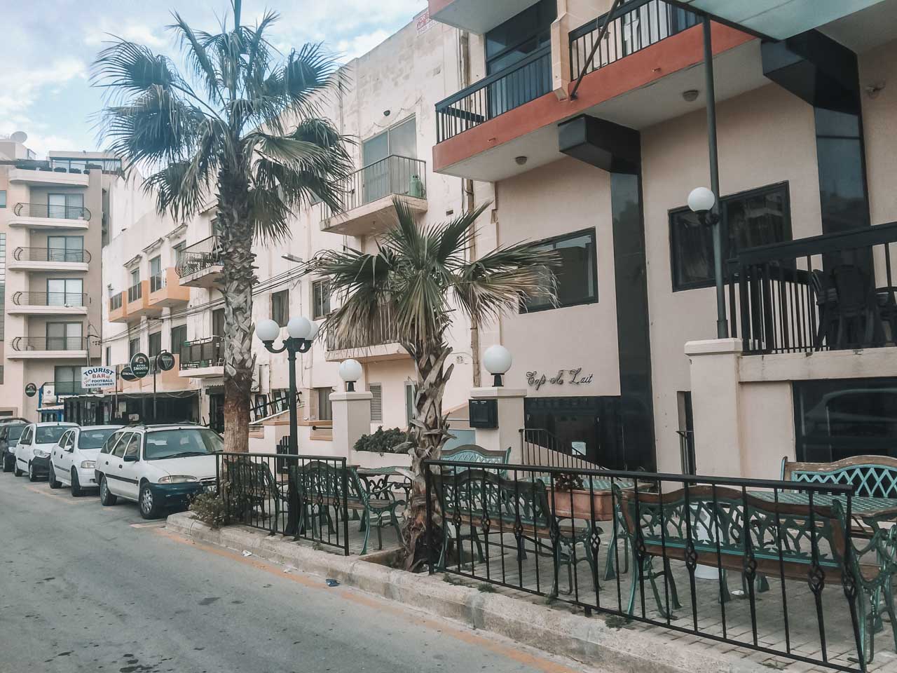 A street next to Canifor Hotel in Bugibba, Malta
