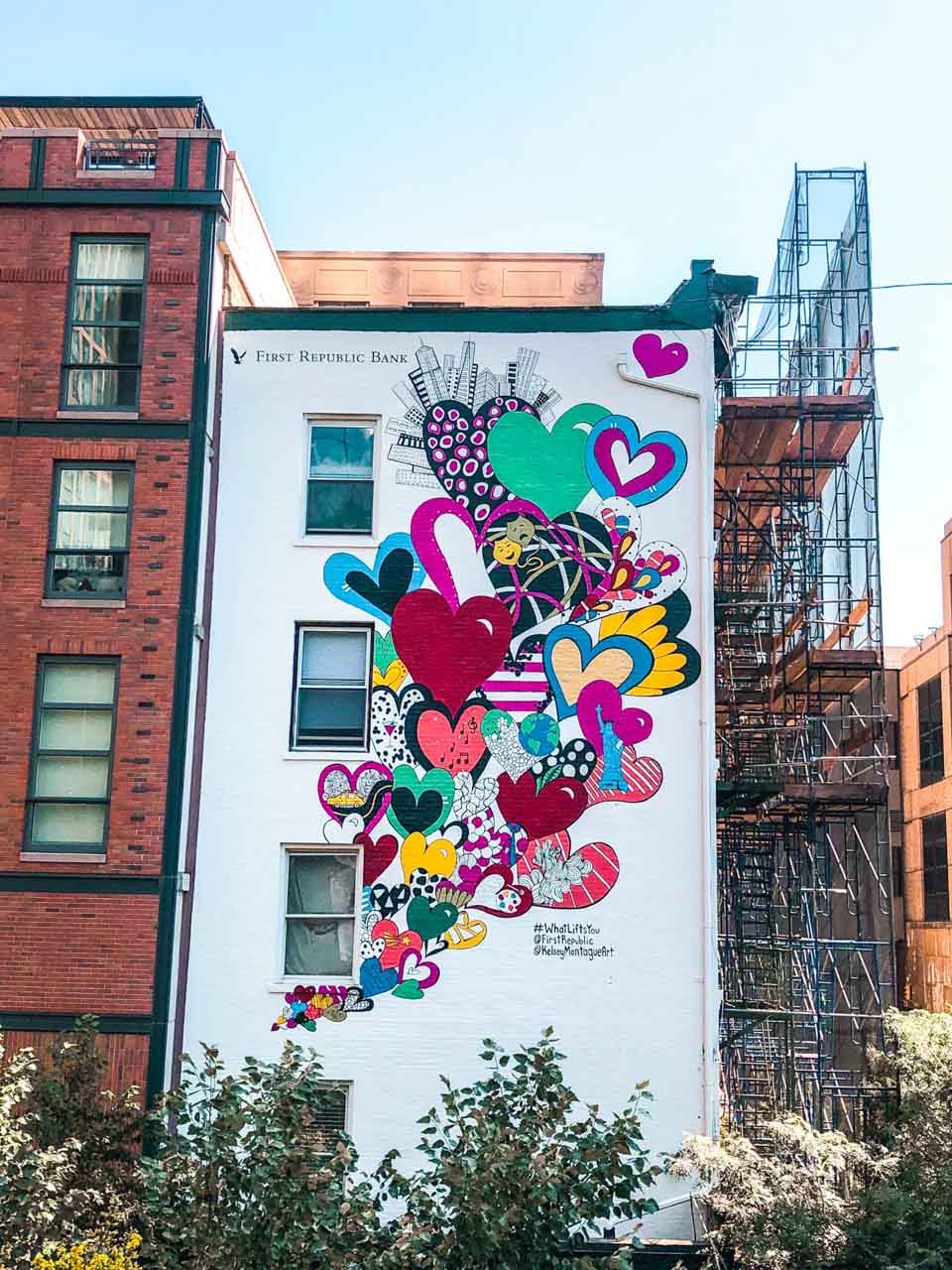 A heart mural by Kelsey Montague on the High Line
