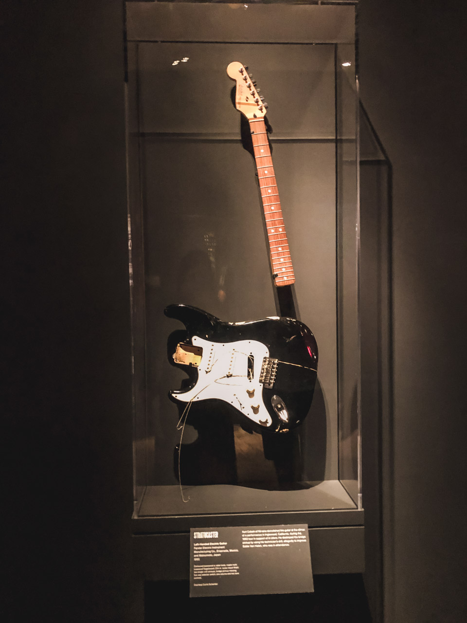 Kurt Cobain's Stratocaster guitar on display at The Met