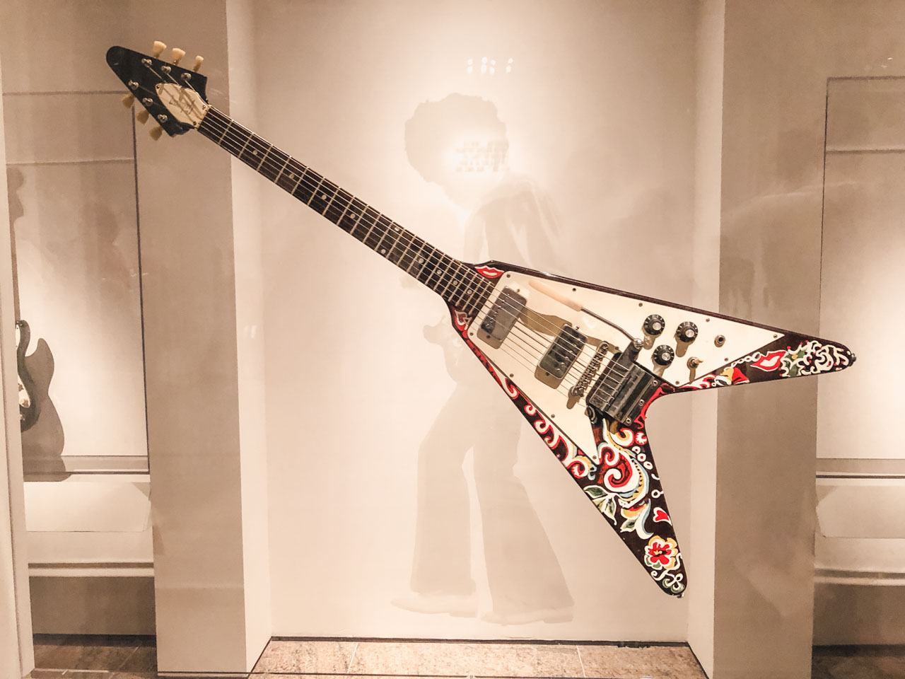 A guitar of Jimi Hendrix on display at The Met