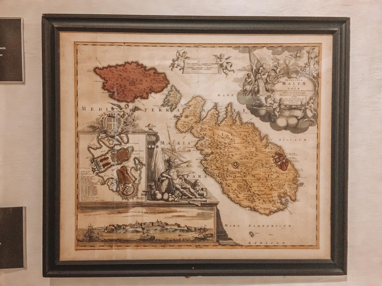 An old map of Malta inside the Wignacourt Museum in Rabat, Malta