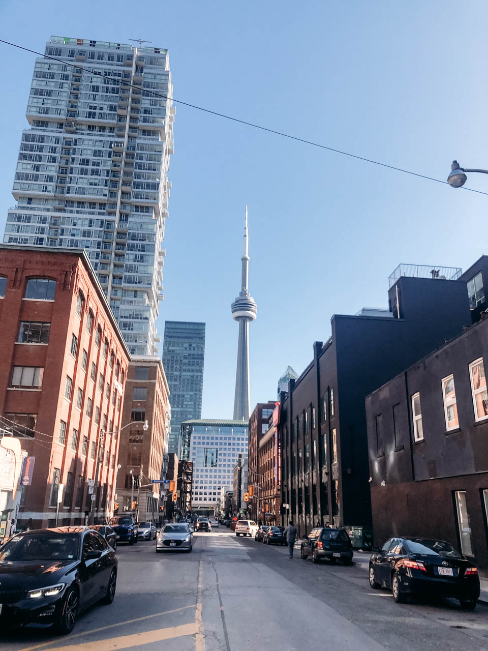Buildings in downtown Toronto with the CN Tower in the background