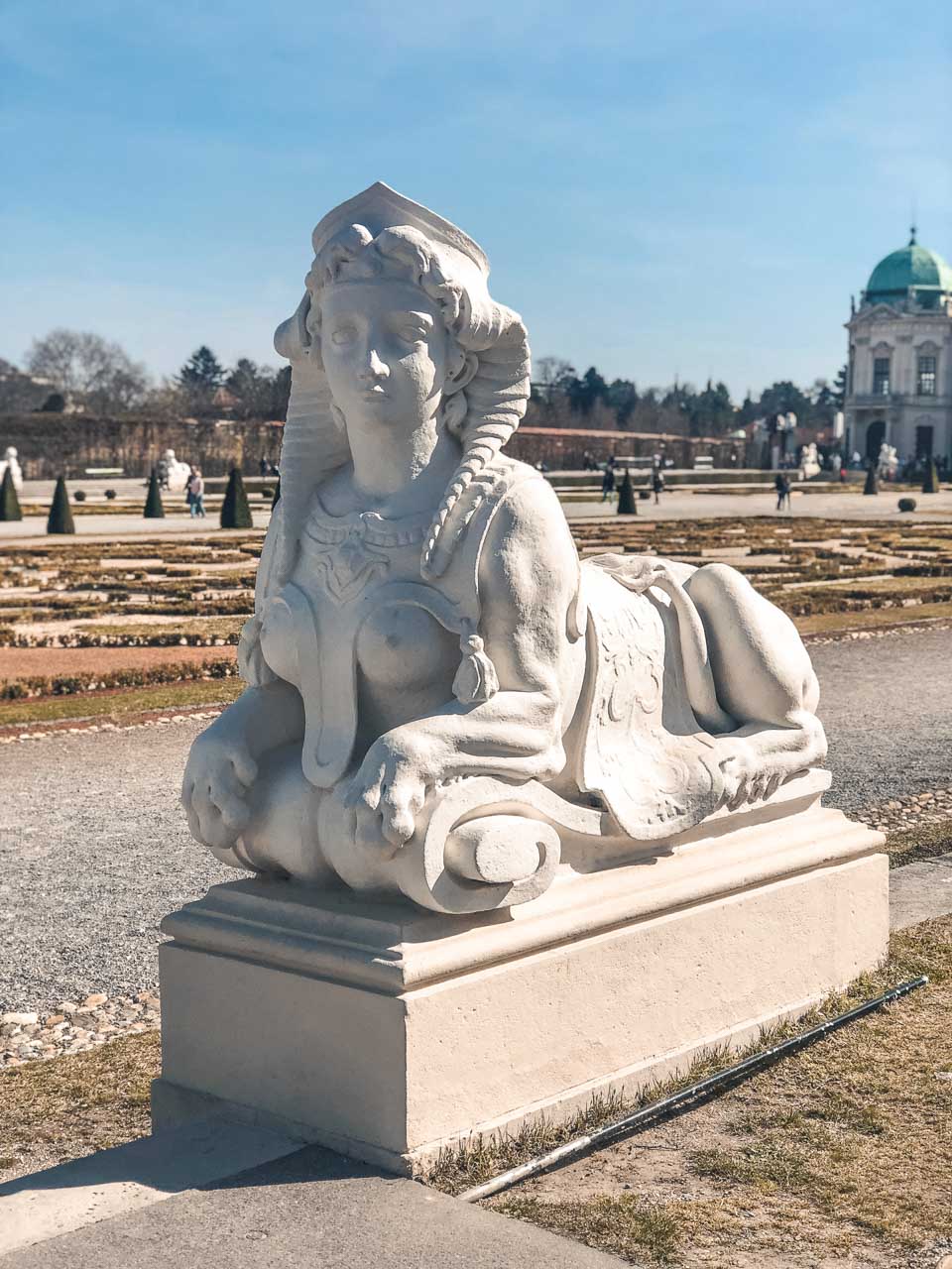 A sculpture in the garden area of the Belvedere Palace in Vienna, Austria
