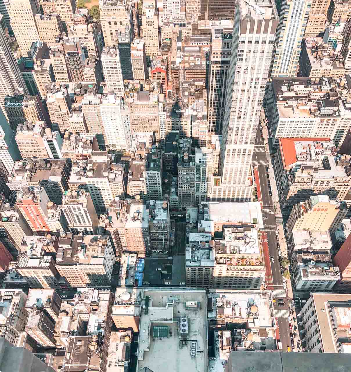 A shadow of the Empire State Building seen from its observation deck