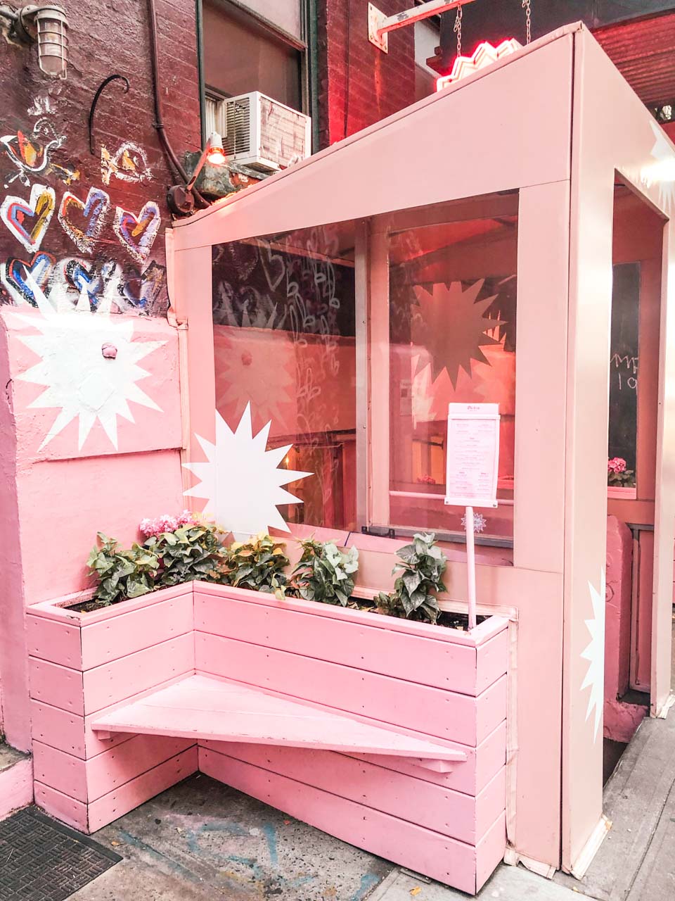 The pink exterior of Pietro Nolita in New York City