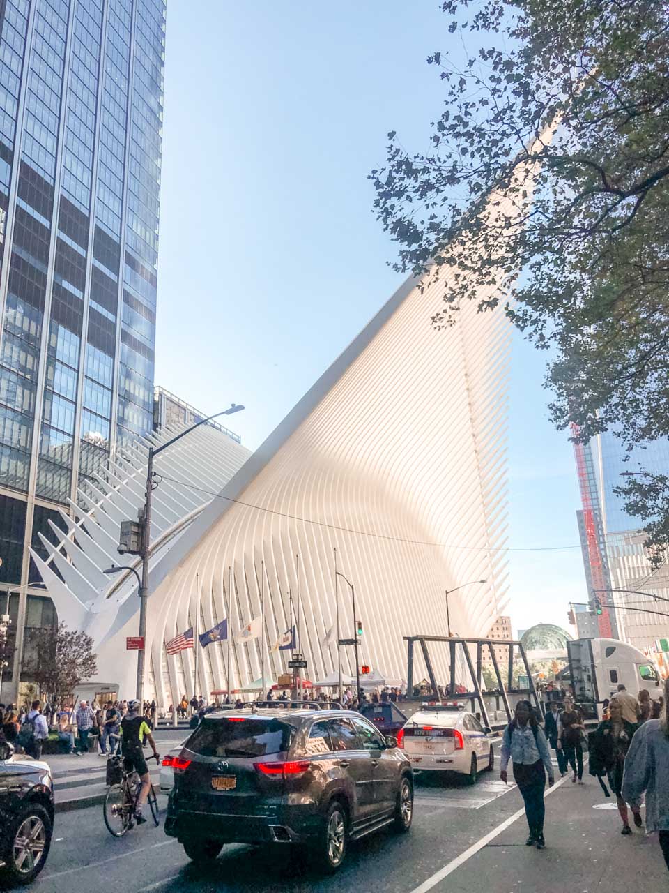 The outside of the Oculus station in New York City