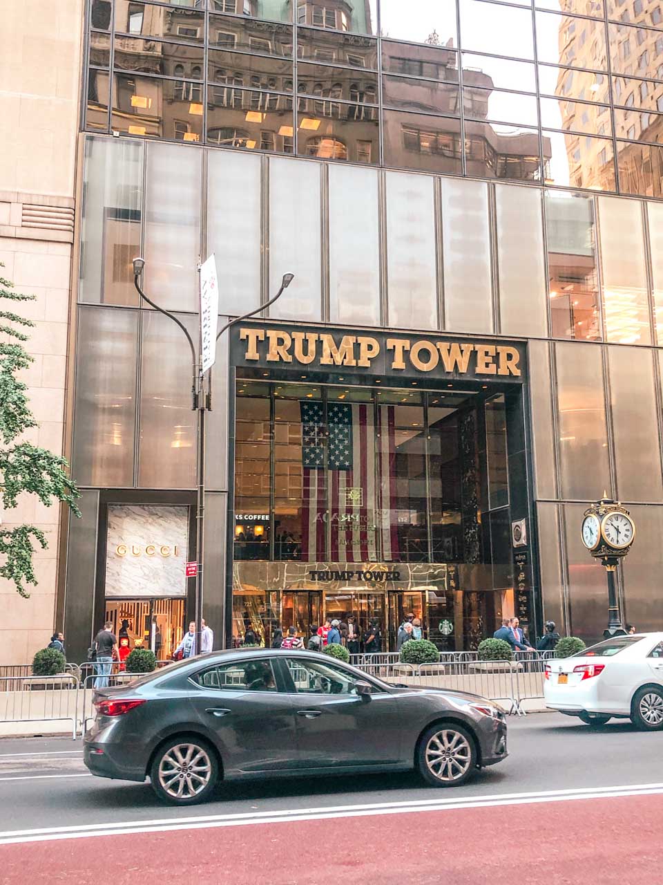 Cars driving past the Trump Tower in New York City