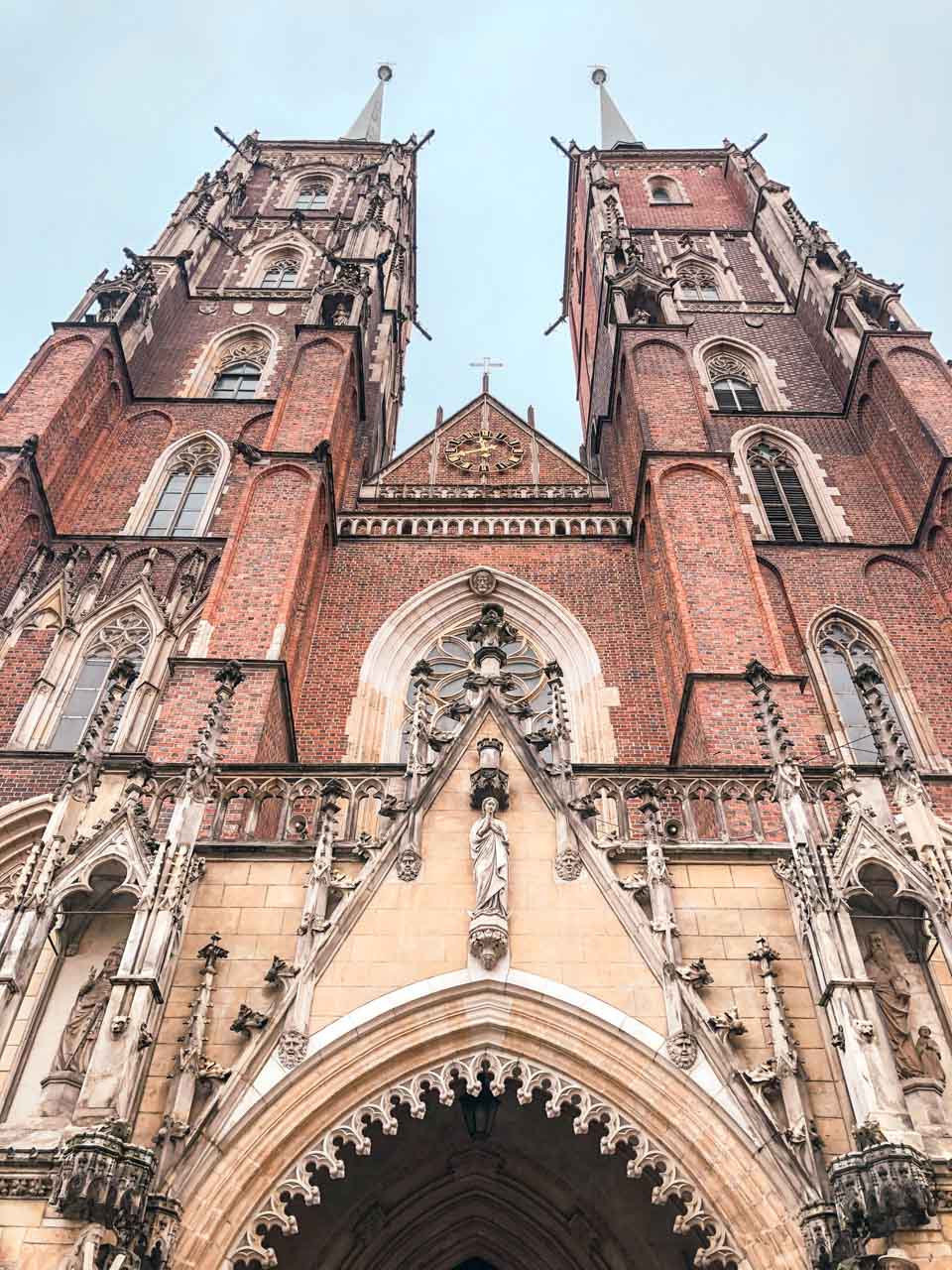 The Cathedral of St. John the Baptist in Wrocław seen from below