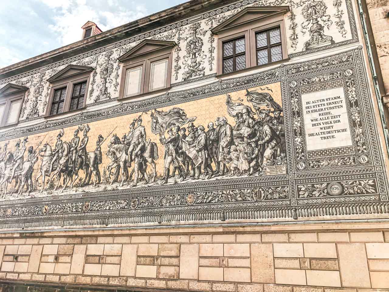 Fürstenzug in Dresden, Germany - a mural depicting a procession of the rulers of Saxony