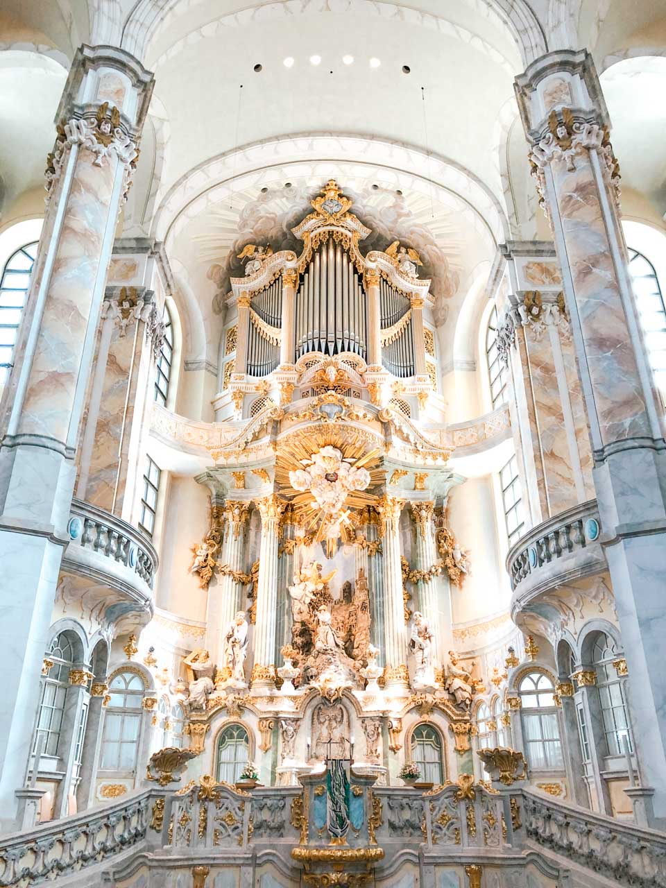 The altar area at the Frauenkirche in Dresden, Germany