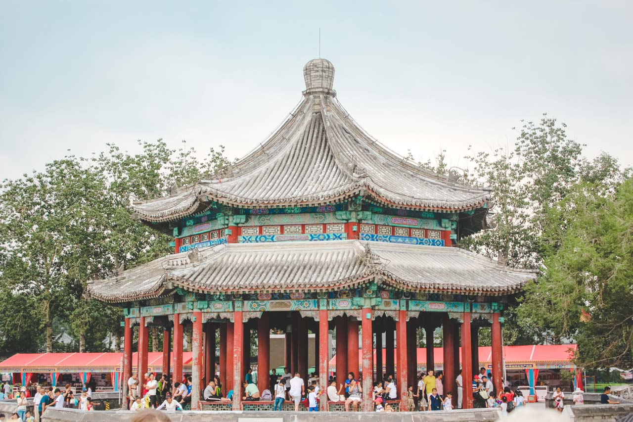 A traditional Chinese pavilion at the Summer Palace in Beijing, China
