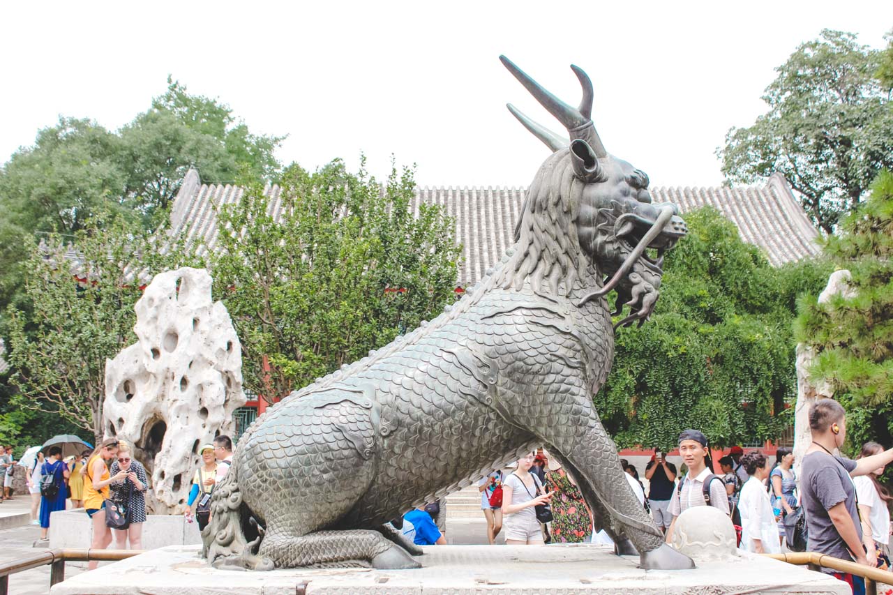 A large dragon sculpture at the Summer Palace in Beijing, China