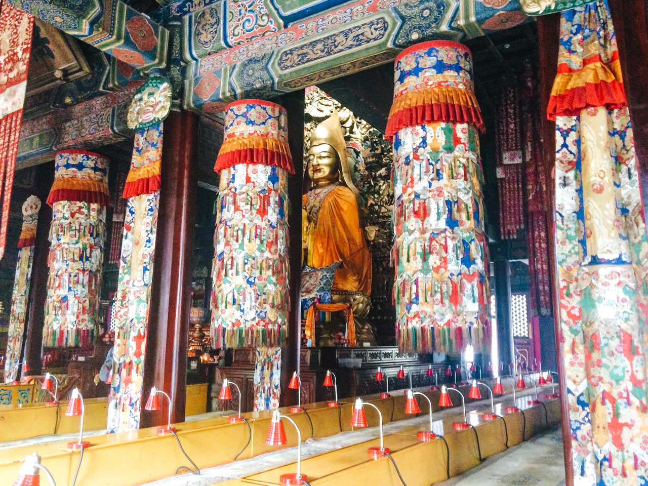 A Tsongkhapa statue inside one of the halls at the Yonghegong Lama Temple in Beijing, China