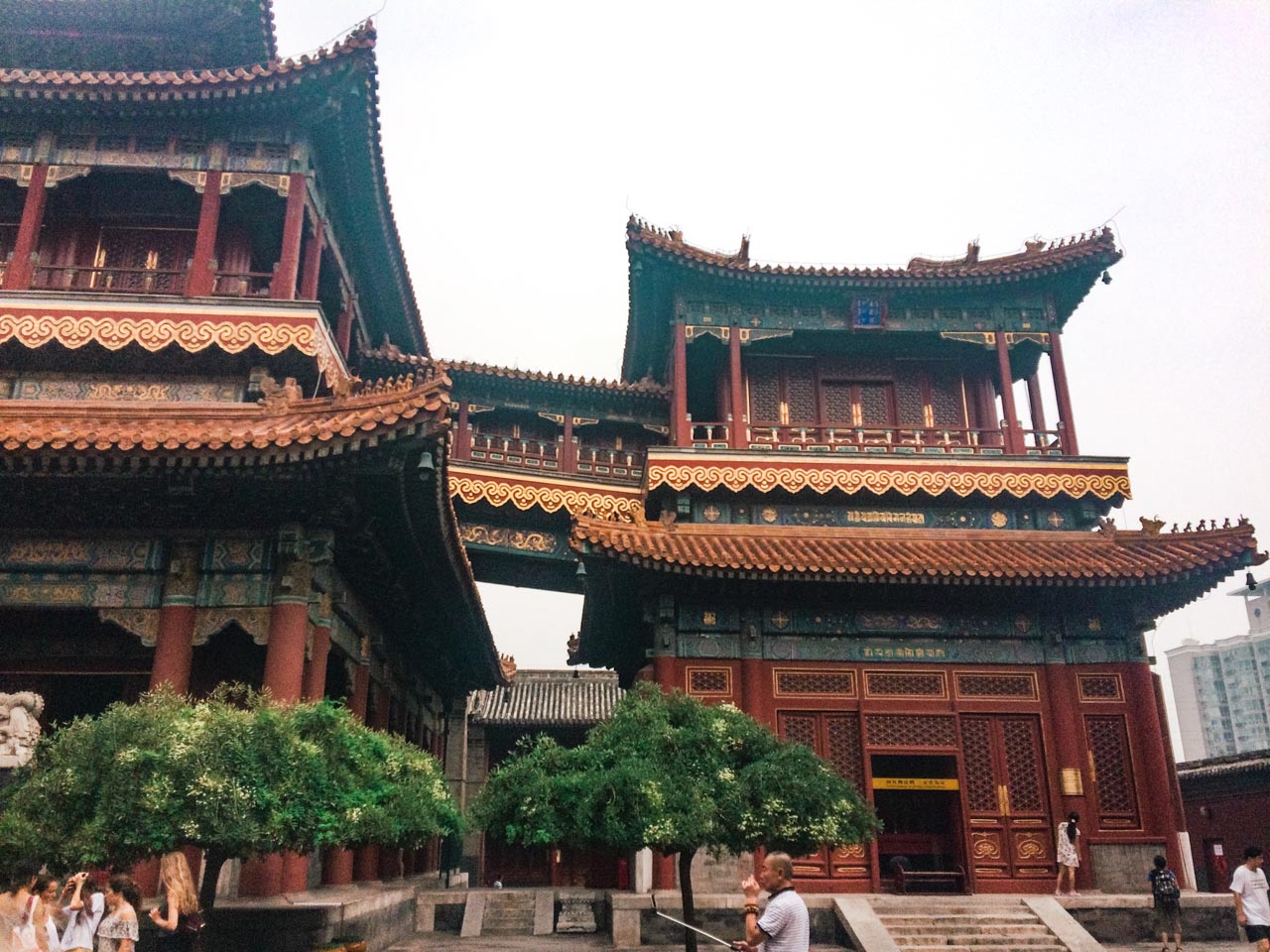 Traditional Chinese pagodas at the Yonghegong Lama Temple in Beijing, China