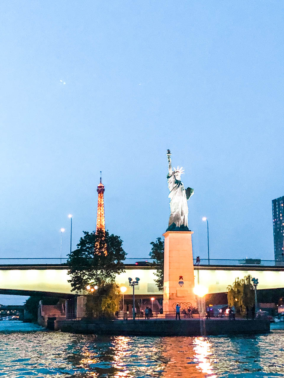 Statue of Liberty replica on the southern end of Île aux Cygnes, an island built in the Seine