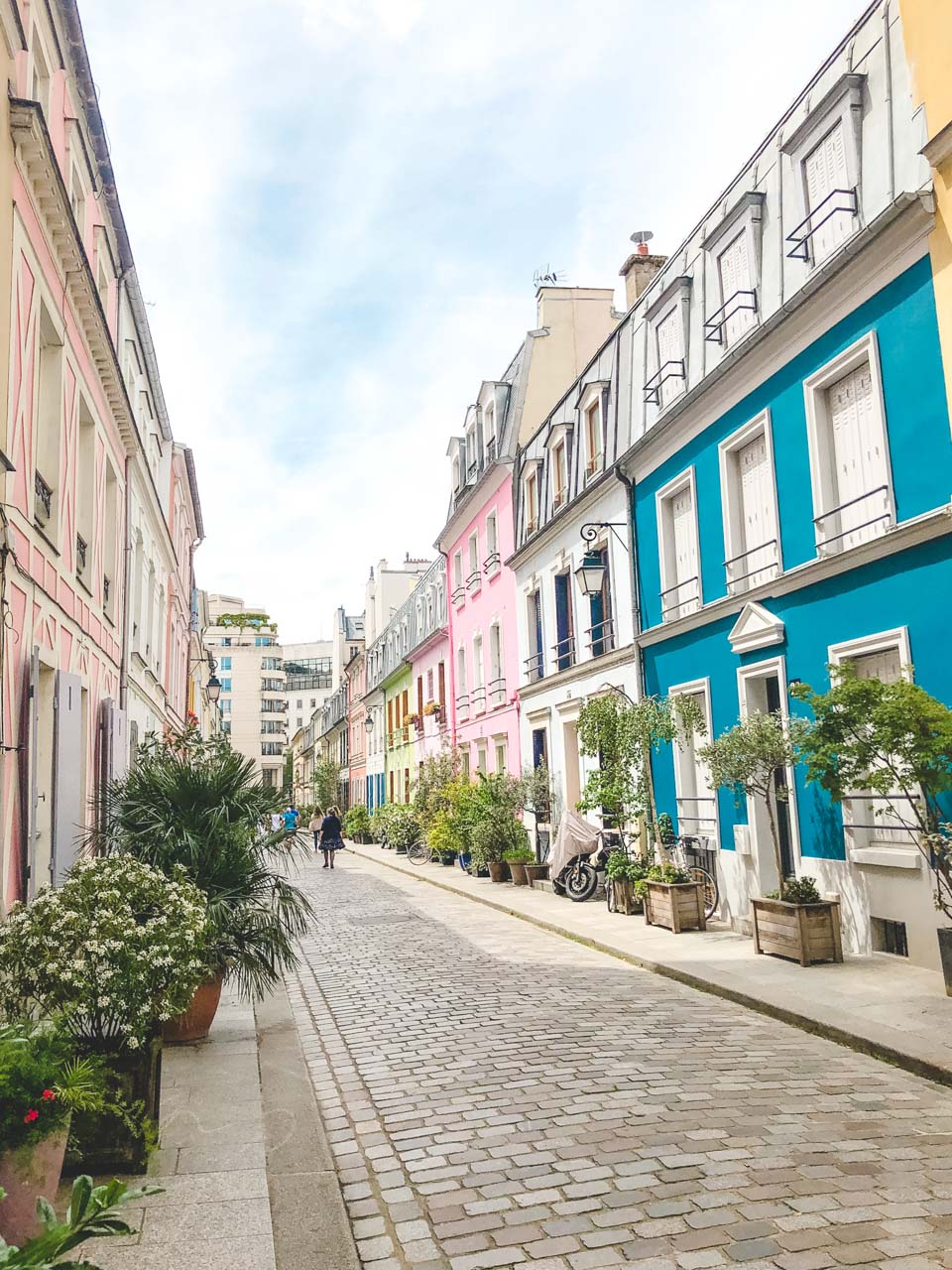 Rue Crémieux in Paris, France - a pedestrian street lined with pastel-coloured houses