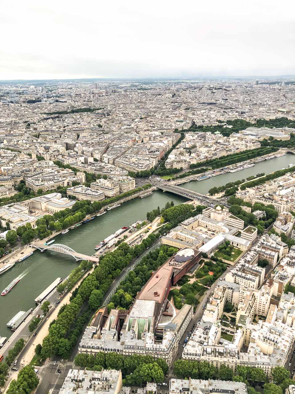 Panoramic view of the Seine River seen from the Eiffel Tower