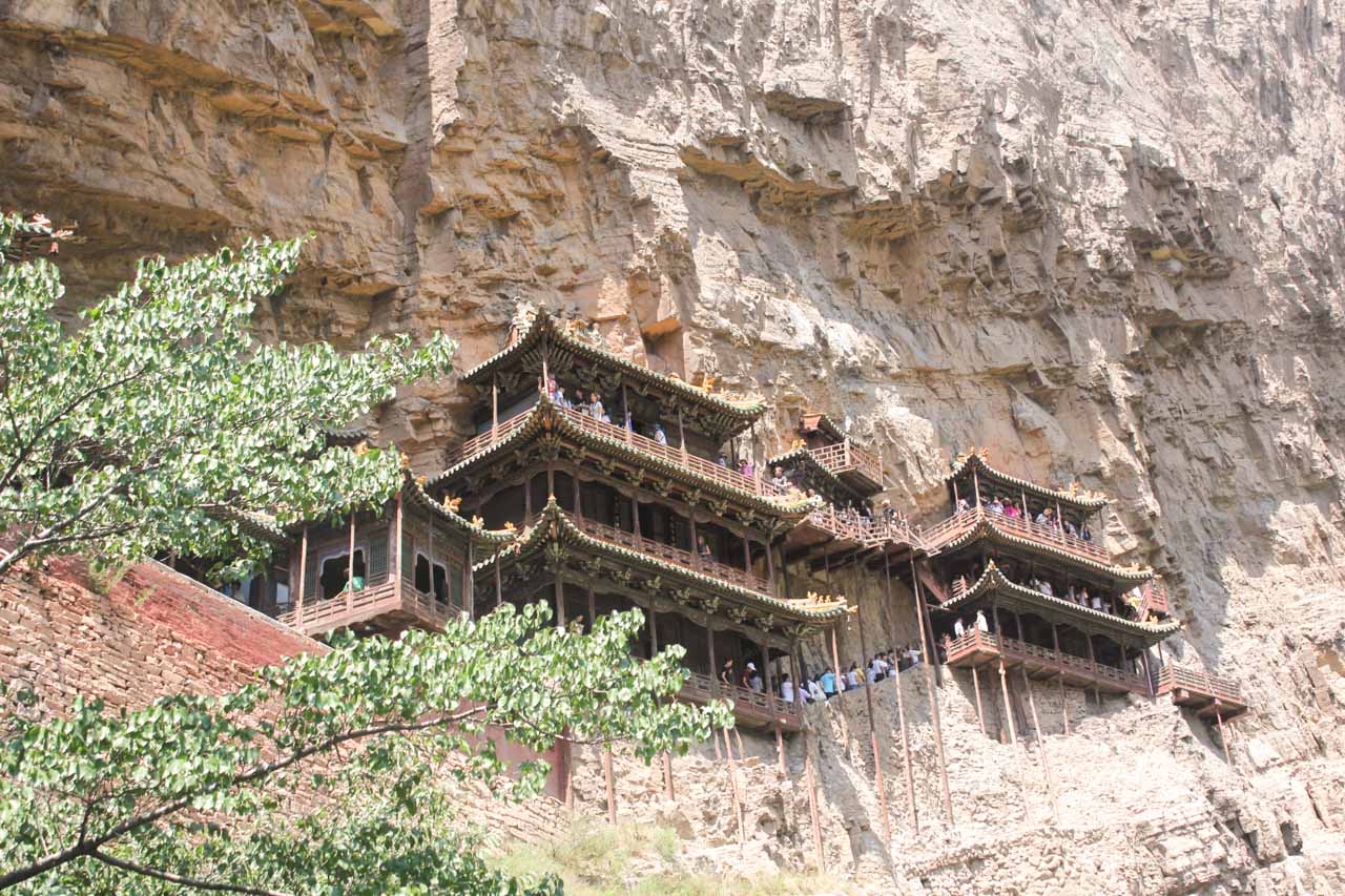 The Hengshan Hanging Temple in Datong, Shanxi seen from the ground