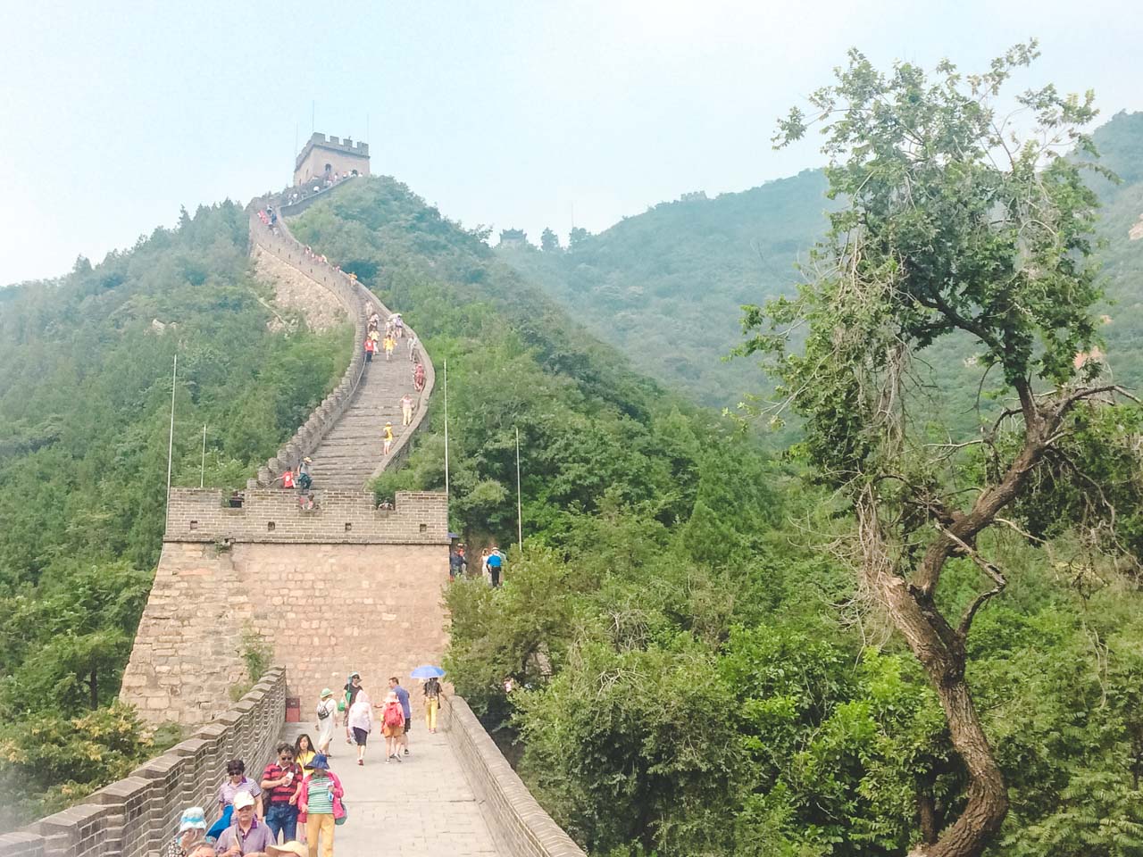 People walking along the Juyongguan section of the Great Wall of China