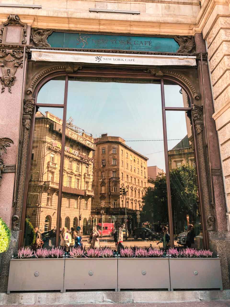 Reflection in the window of the New York Café in Budapest, Hungary