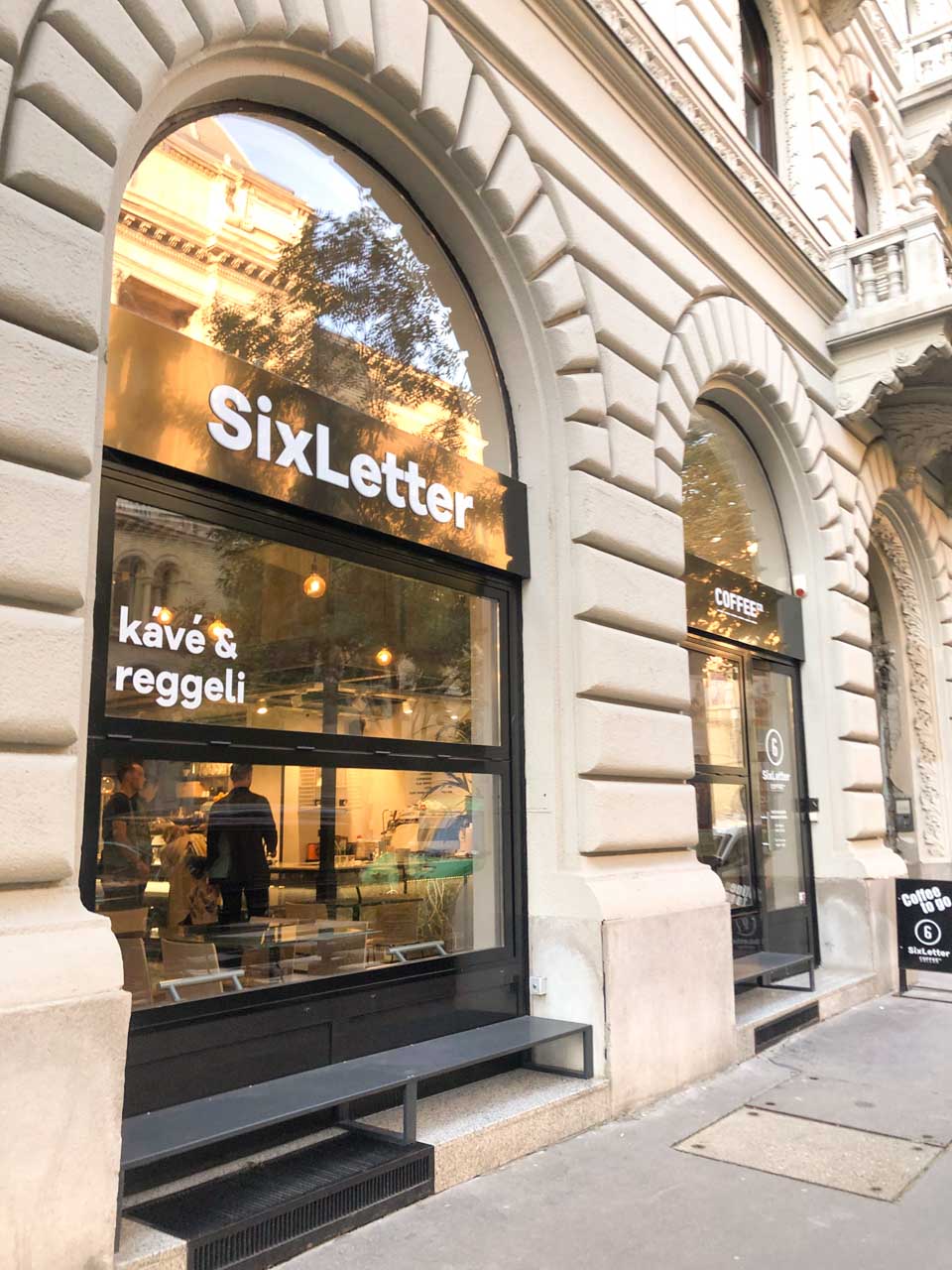 The entrance to the SixLetter café in Budapest, Hungary