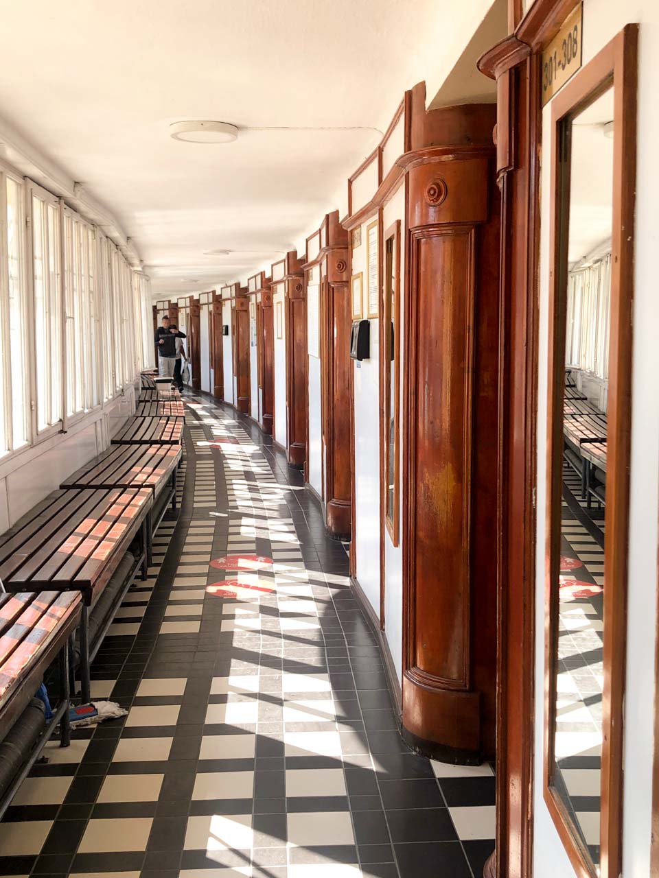 Private changing cabins at the Széchenyi Thermal Bath in Budapest, Hungary