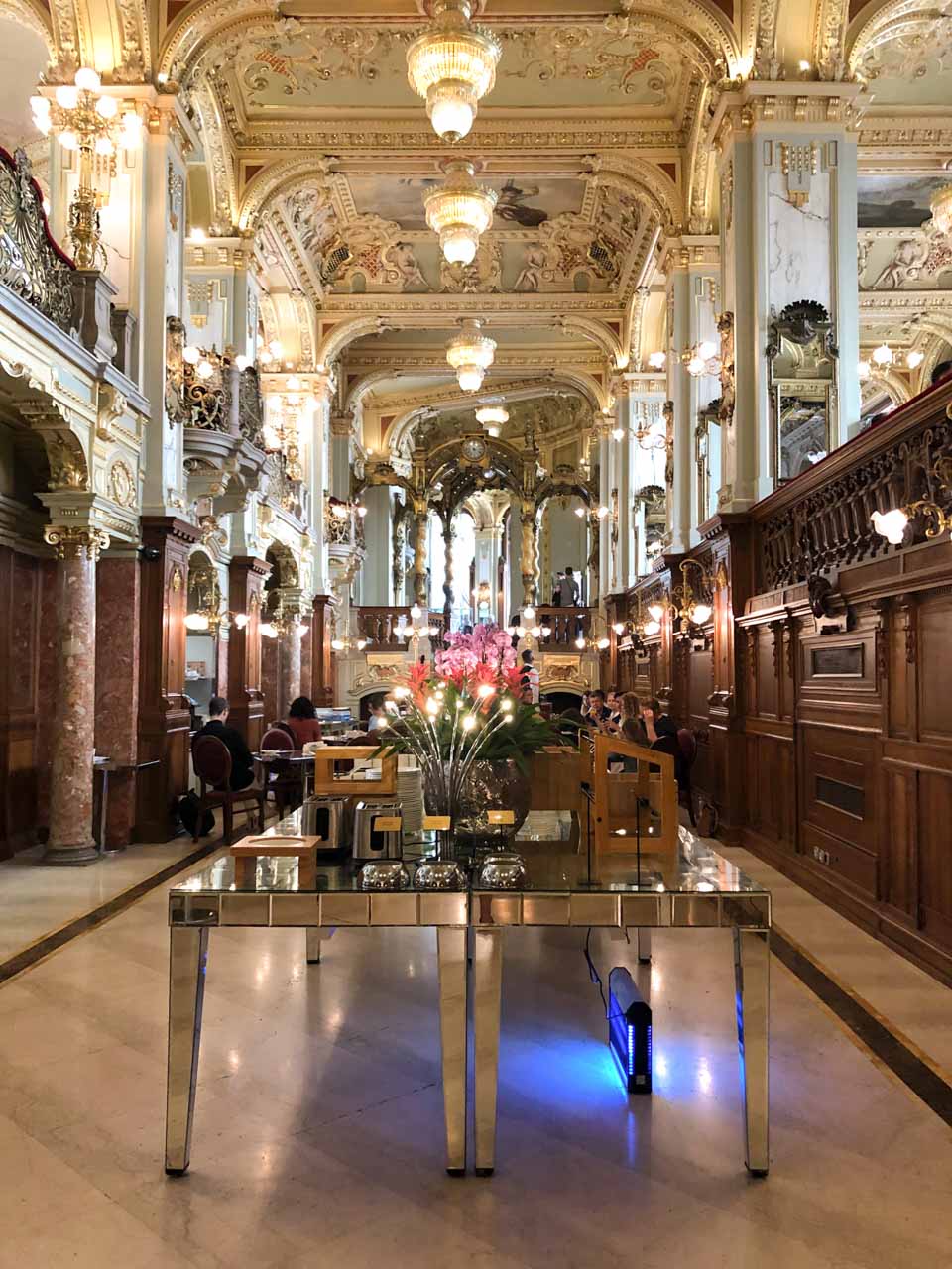 The inside of the New York Café in Budapest, Hungary