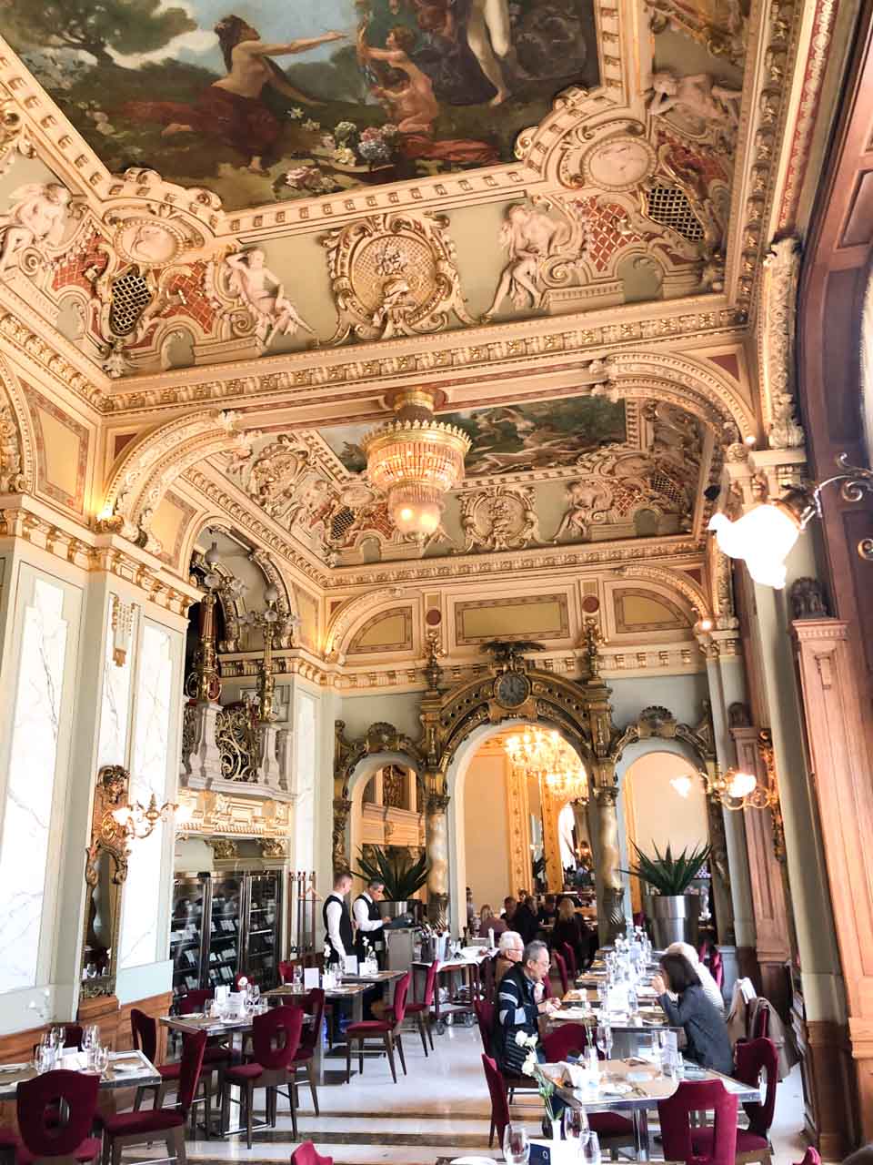 The inside of the New York Café in Budapest, Hungary