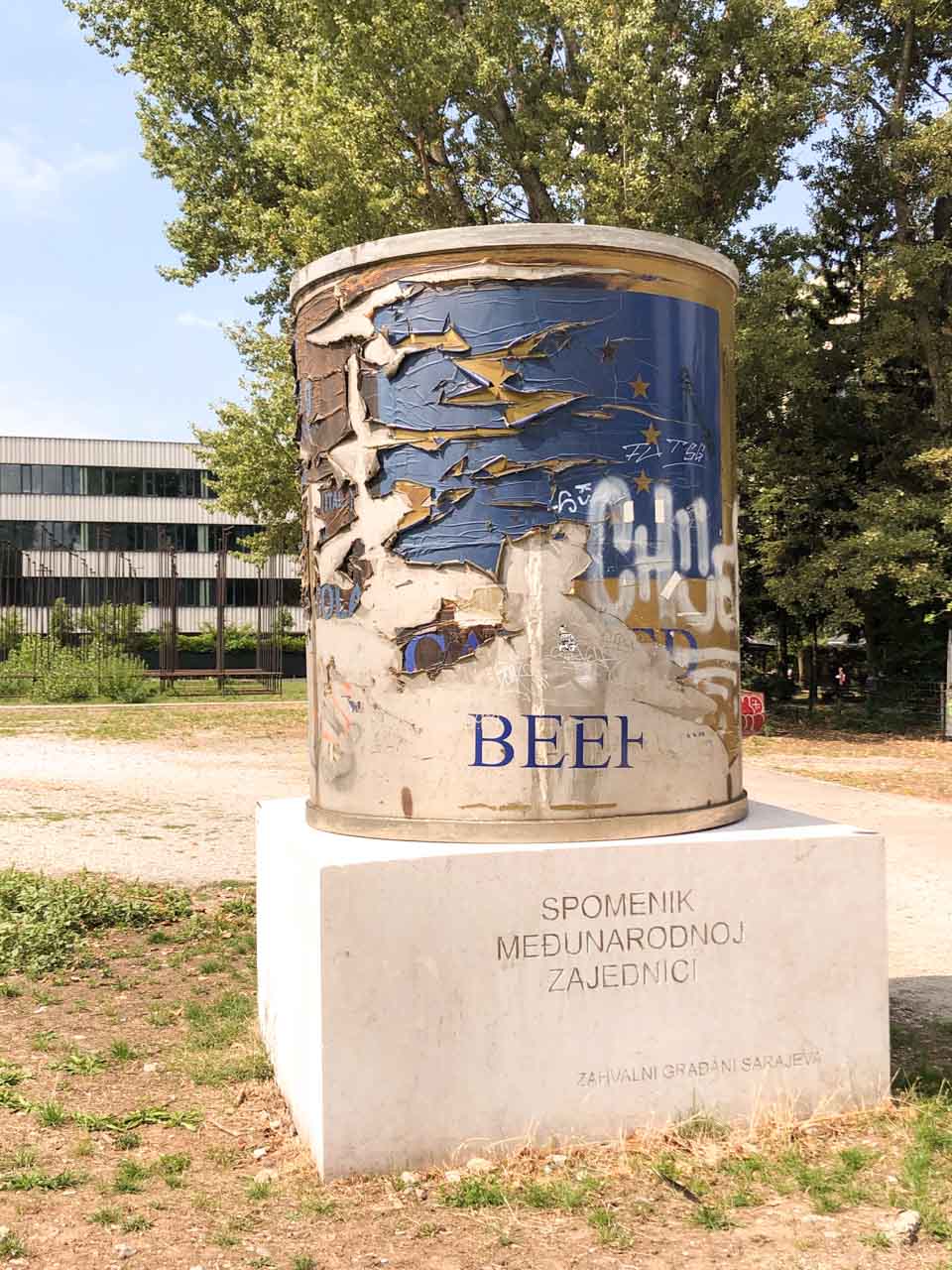 ICAR Canned Beef Monument in Sarajevo