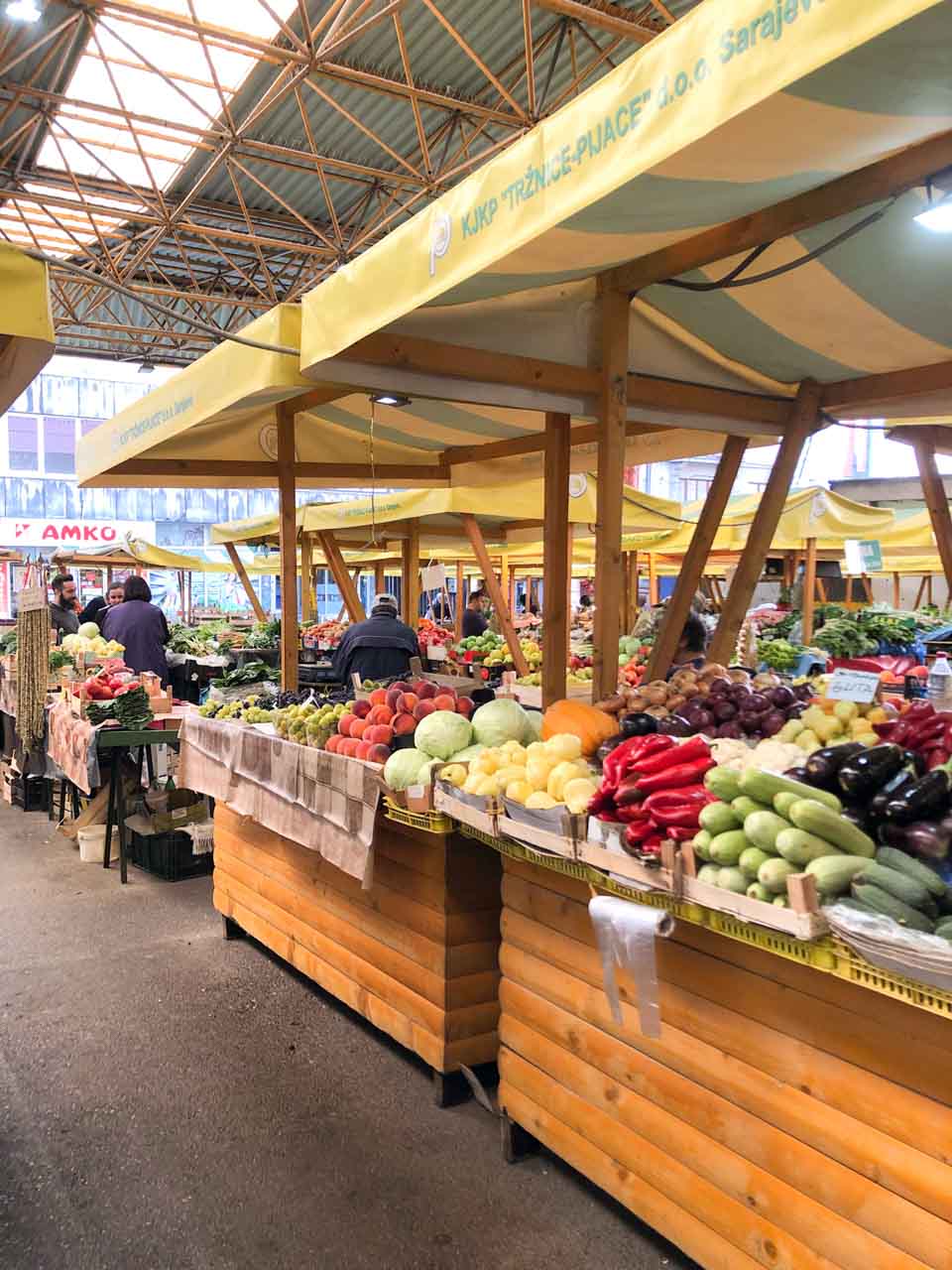 Fruit stalls at the City Market (Markale Market) in Sarajevo