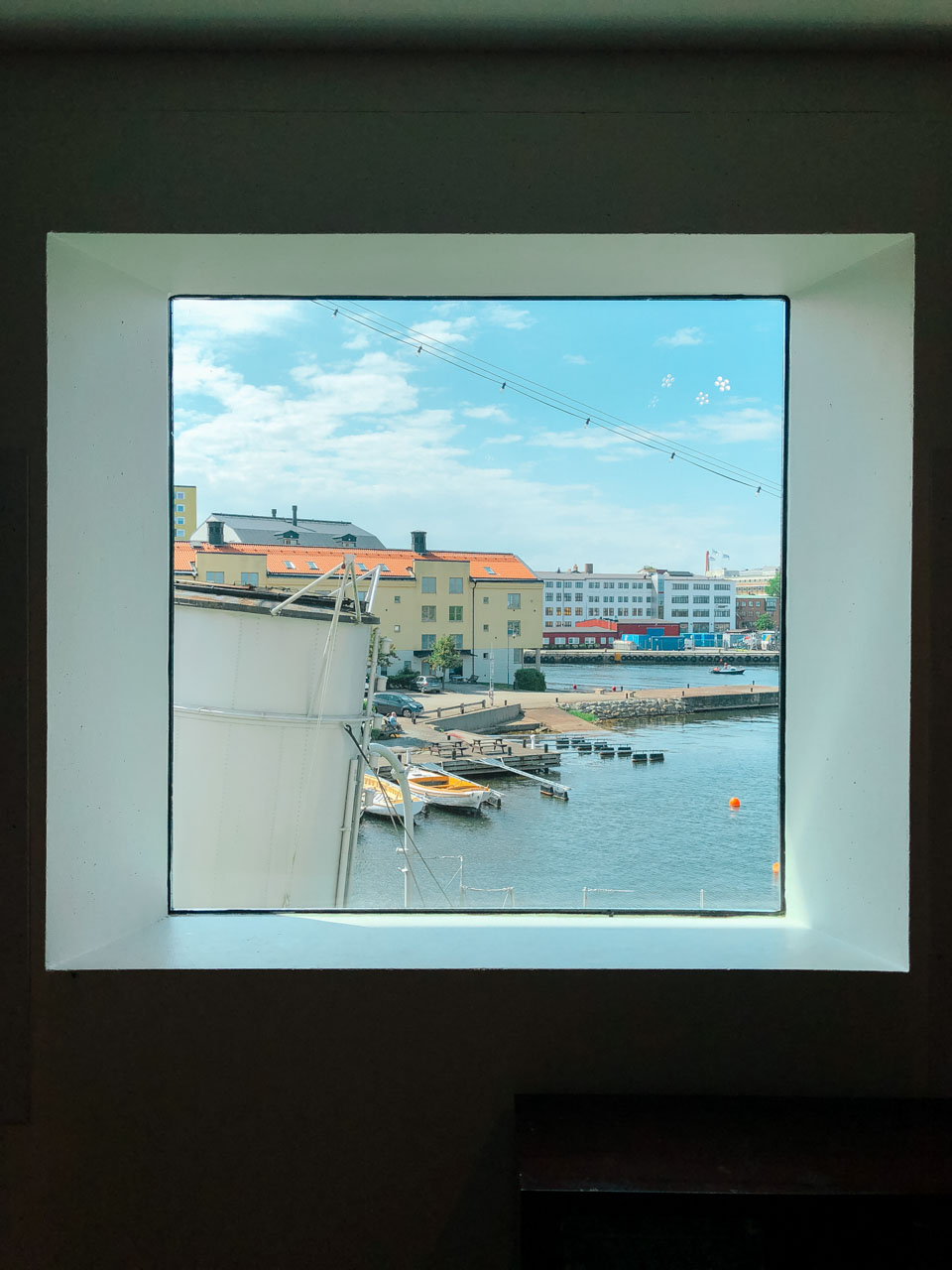 View of the Karlskrona waterfront from the window of the Naval Museum (Marinmuseum)