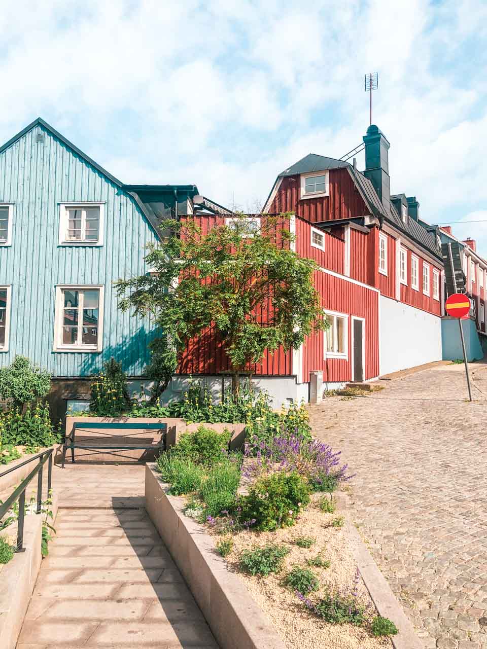 Colourful wooden houses in Karlskrona, Sweden