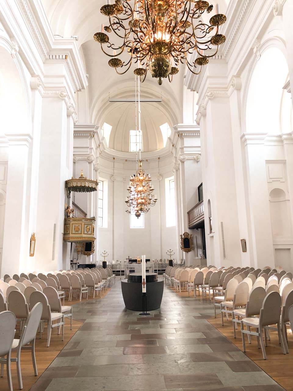 The inside of the Fredrik Church (Fredrikskyrkan) in Karlskrona, Sweden