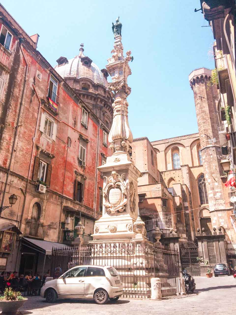 A statue in a backyard in Naples, Italy