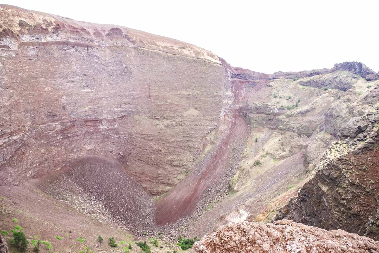 The inside of the Mount Vesuvius crater seen from above