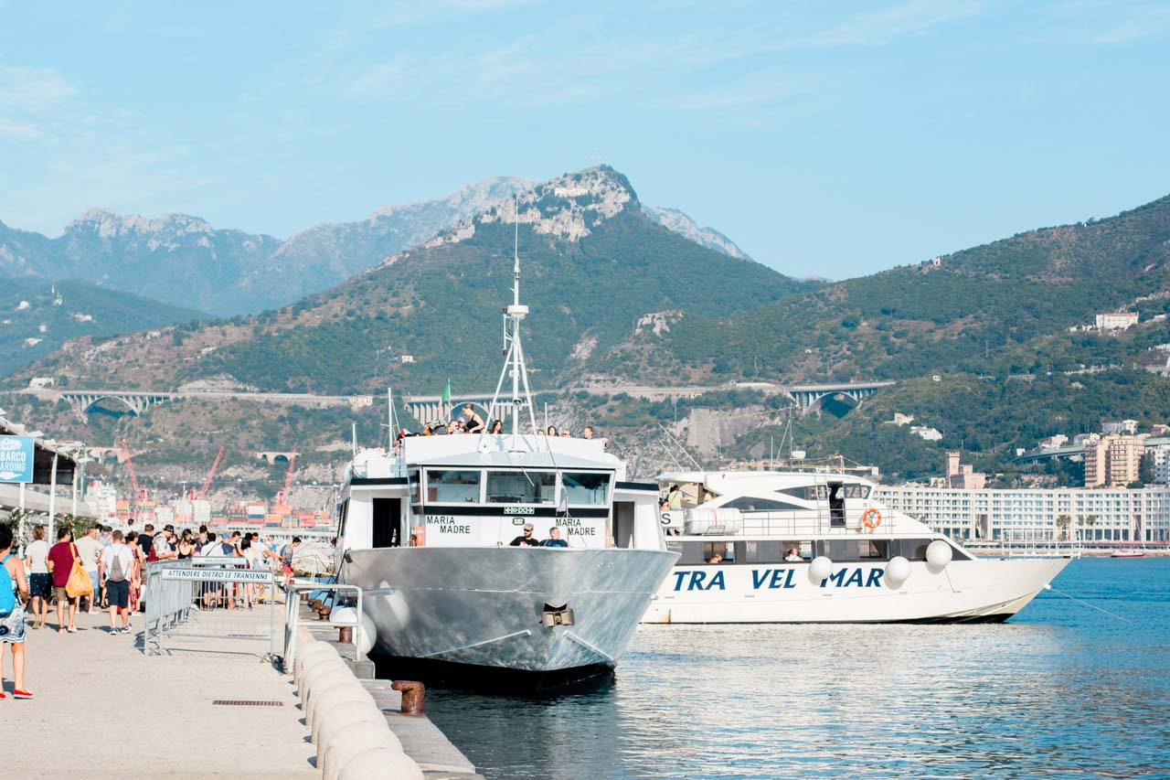 Two Travelmar ferries in the harbour in Salerno, Italy