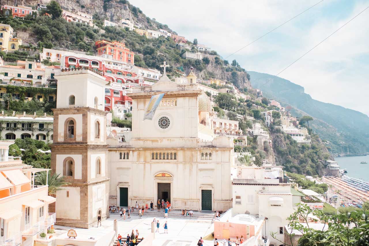 Church of Santa Maria Assunta in Positano, Italy seen from above