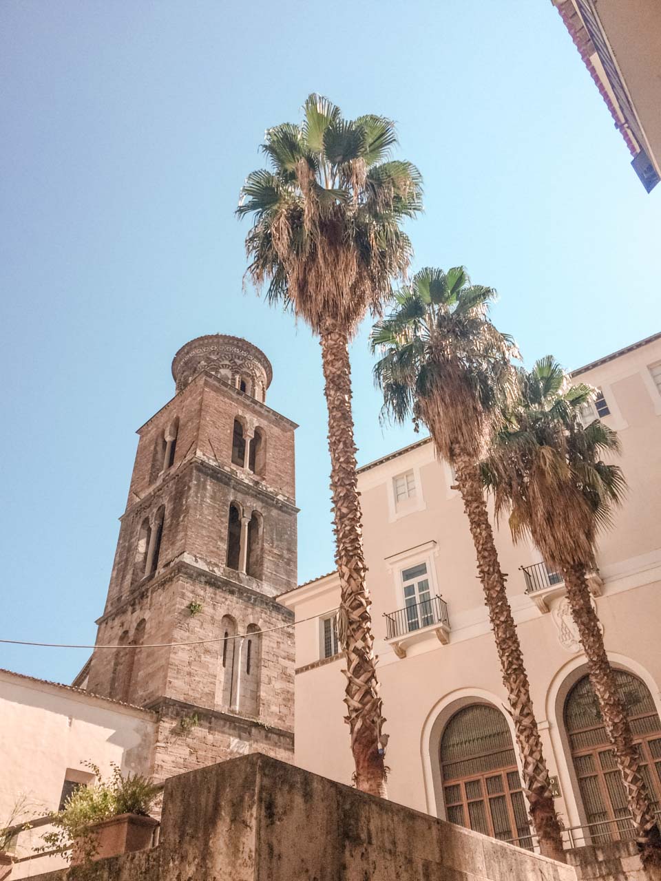 Palm trees outside the cathedral in Salerno