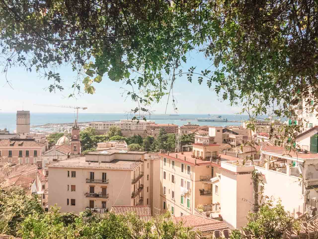 A view of the Bay of Salerno seen from Giardino della Minerva