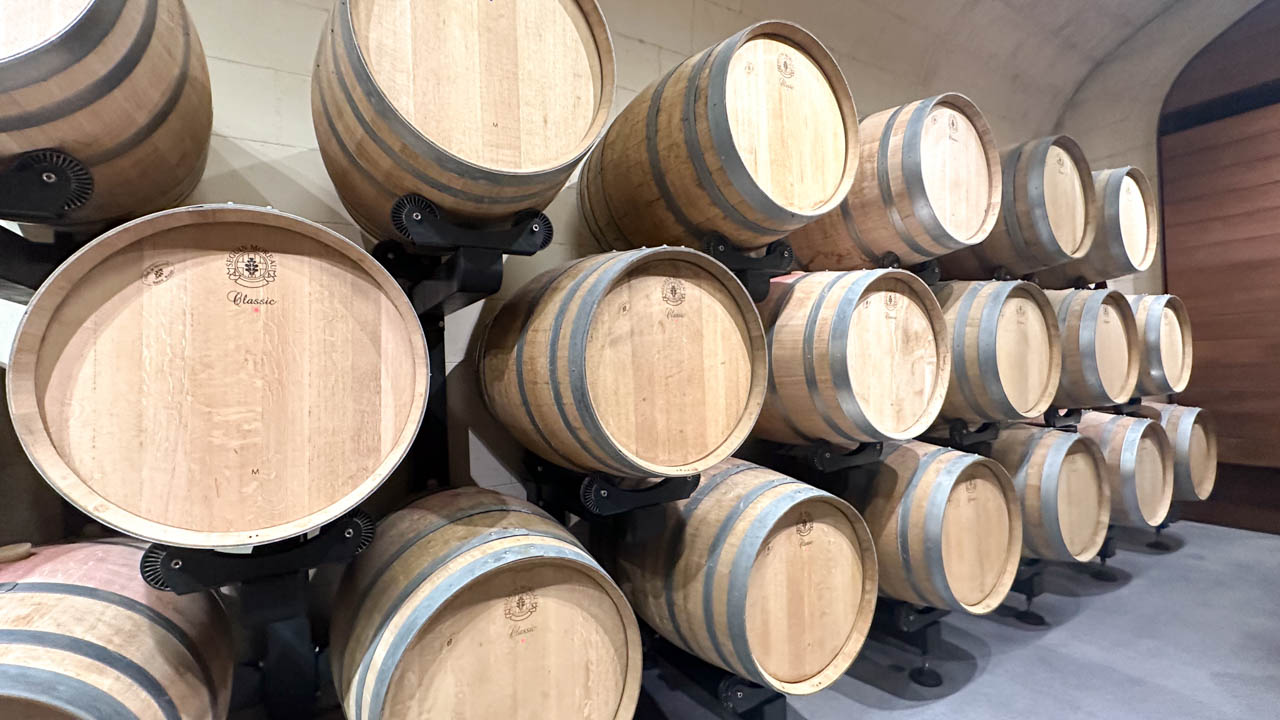 Stacks of wine barrels at Ta’ Betta Wine Estates