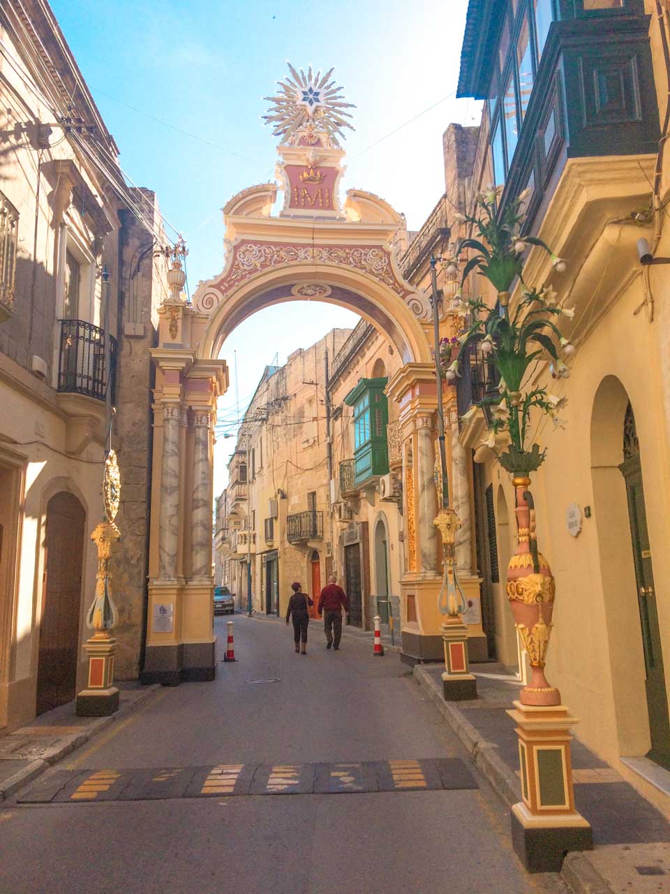 A street decorated for the Feast of St. Joseph in Rabat, Malta