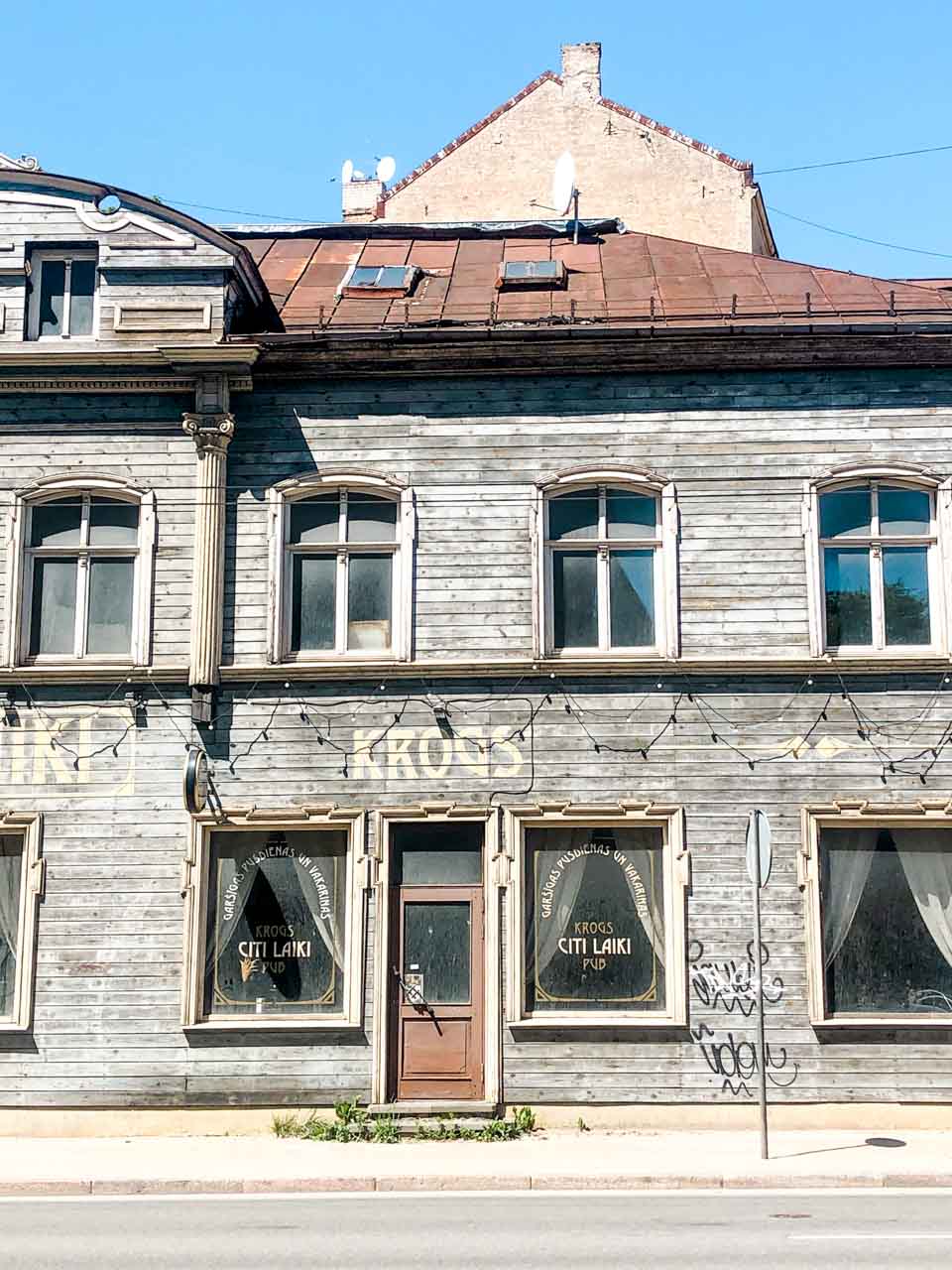 An old wooden building in Riga, Latvia
