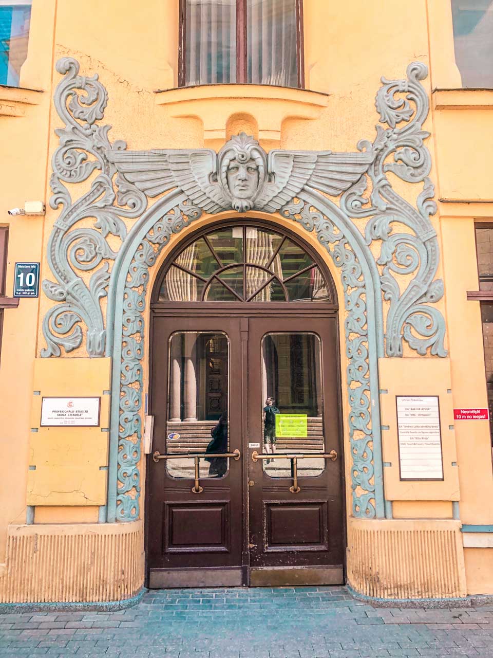 The entrance to the Cat House in Riga, Latvia