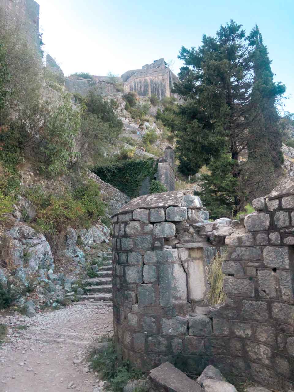 Steps leading to the San Giovanni Fortress in Kotor, Montenegro